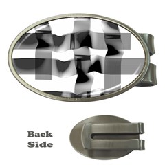 Geometry Square Black And White Money Clips (oval) 