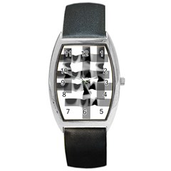 Geometry Square Black And White Barrel Style Metal Watch by Sapixe