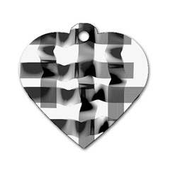 Geometry Square Black And White Dog Tag Heart (two Sides) by Sapixe