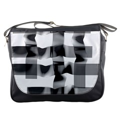 Geometry Square Black And White Messenger Bags by Sapixe