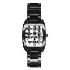 Geometry Square Black And White Stainless Steel Barrel Watch by Sapixe