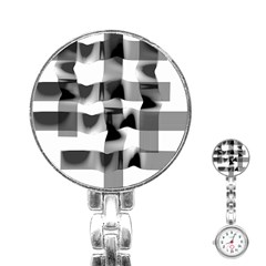 Geometry Square Black And White Stainless Steel Nurses Watch by Sapixe