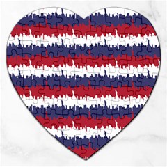 244776512ny Usa Skyline In Red White & Blue Stripes Nyc New York Manhattan Skyline Silhouette Jigsaw Puzzle (heart) by PodArtist