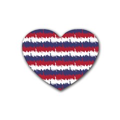 244776512ny Usa Skyline In Red White & Blue Stripes Nyc New York Manhattan Skyline Silhouette Rubber Coaster (heart)  by PodArtist