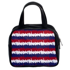 244776512ny Usa Skyline In Red White & Blue Stripes Nyc New York Manhattan Skyline Silhouette Classic Handbags (2 Sides) by PodArtist