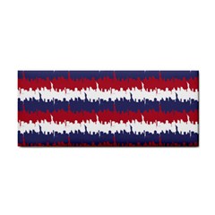 244776512ny Usa Skyline In Red White & Blue Stripes Nyc New York Manhattan Skyline Silhouette Hand Towel by PodArtist