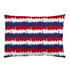 244776512ny Usa Skyline In Red White & Blue Stripes Nyc New York Manhattan Skyline Silhouette Pillow Case by PodArtist