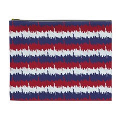 244776512ny Usa Skyline In Red White & Blue Stripes Nyc New York Manhattan Skyline Silhouette Cosmetic Bag (xl) by PodArtist