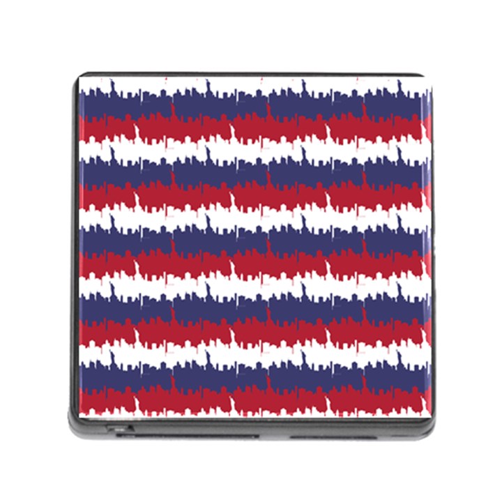 244776512NY USA Skyline in Red White & Blue Stripes NYC New York Manhattan Skyline Silhouette Memory Card Reader (Square)