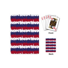 244776512ny Usa Skyline In Red White & Blue Stripes Nyc New York Manhattan Skyline Silhouette Playing Cards (mini)  by PodArtist