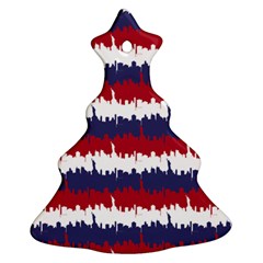 244776512ny Usa Skyline In Red White & Blue Stripes Nyc New York Manhattan Skyline Silhouette Christmas Tree Ornament (two Sides) by PodArtist