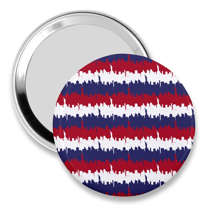 244776512NY USA Skyline in Red White & Blue Stripes NYC New York Manhattan Skyline Silhouette 3  Handbag Mirrors