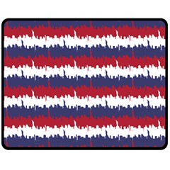 244776512ny Usa Skyline In Red White & Blue Stripes Nyc New York Manhattan Skyline Silhouette Double Sided Fleece Blanket (medium)  by PodArtist