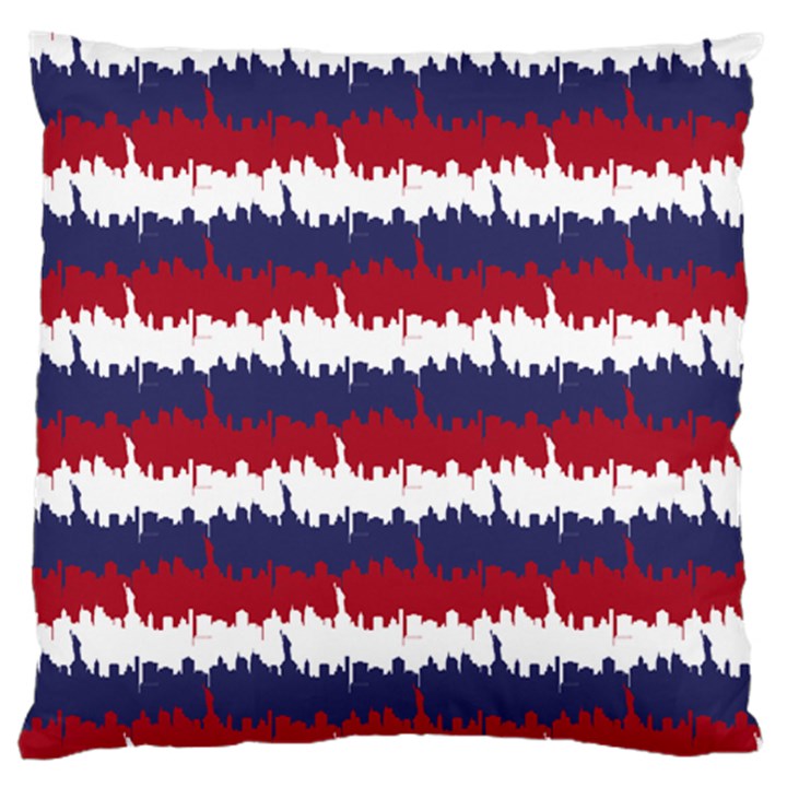 244776512NY USA Skyline in Red White & Blue Stripes NYC New York Manhattan Skyline Silhouette Standard Flano Cushion Case (Two Sides)