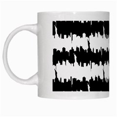 Black & White Stripes Nyc New York Manhattan Skyline Silhouette White Mugs by PodArtist