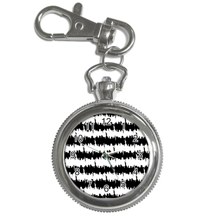 Black & White Stripes NYC New York Manhattan Skyline Silhouette Key Chain Watches