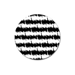 Black & White Stripes Nyc New York Manhattan Skyline Silhouette Magnet 3  (round) by PodArtist