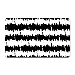 Black & White Stripes Nyc New York Manhattan Skyline Silhouette Magnet (rectangular) by PodArtist