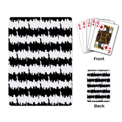 Black & White Stripes Nyc New York Manhattan Skyline Silhouette Playing Card