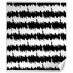 Black & White Stripes Nyc New York Manhattan Skyline Silhouette Canvas 20  X 24  