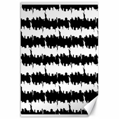 Black & White Stripes Nyc New York Manhattan Skyline Silhouette Canvas 20  X 30   by PodArtist