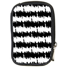 Black & White Stripes Nyc New York Manhattan Skyline Silhouette Compact Camera Cases by PodArtist