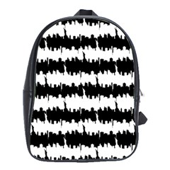 Black & White Stripes Nyc New York Manhattan Skyline Silhouette School Bag (large) by PodArtist