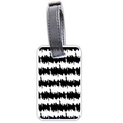 Black & White Stripes Nyc New York Manhattan Skyline Silhouette Luggage Tags (one Side)  by PodArtist