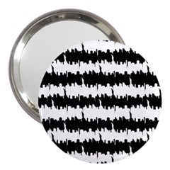 Black & White Stripes Nyc New York Manhattan Skyline Silhouette 3  Handbag Mirrors by PodArtist