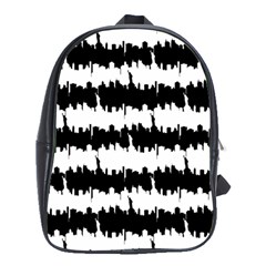 Black & White Stripes Nyc New York Manhattan Skyline Silhouette School Bag (xl) by PodArtist