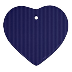 Subtle Textures Usa Flag Blue Mattress Ticking Pattern Heart Ornament (two Sides) by PodArtist