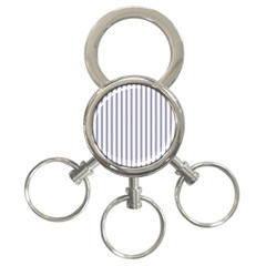 Mattress Ticking Wide Striped Pattern In Usa Flag Blue And White 3-ring Key Chains by PodArtist