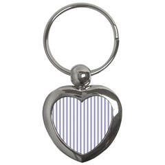 Mattress Ticking Wide Striped Pattern In Usa Flag Blue And White Key Chains (heart) 