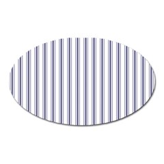 Mattress Ticking Wide Striped Pattern In Usa Flag Blue And White Oval Magnet by PodArtist