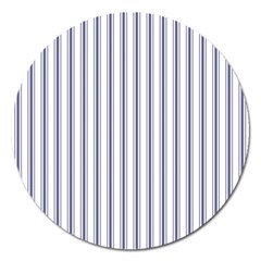 Mattress Ticking Wide Striped Pattern In Usa Flag Blue And White Magnet 5  (round) by PodArtist