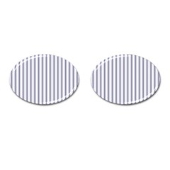 Mattress Ticking Wide Striped Pattern In Usa Flag Blue And White Cufflinks (oval) by PodArtist