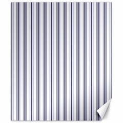 Mattress Ticking Wide Striped Pattern In Usa Flag Blue And White Canvas 20  X 24   by PodArtist