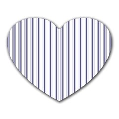 Mattress Ticking Wide Striped Pattern In Usa Flag Blue And White Heart Mousepads by PodArtist