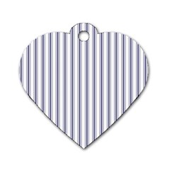 Mattress Ticking Wide Striped Pattern In Usa Flag Blue And White Dog Tag Heart (two Sides) by PodArtist