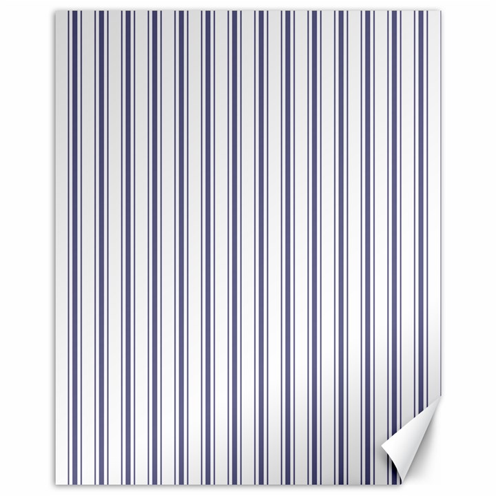 Mattress Ticking Wide Striped Pattern in USA Flag Blue and White Canvas 11  x 14  