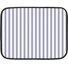 Mattress Ticking Wide Striped Pattern In Usa Flag Blue And White Fleece Blanket (mini) by PodArtist