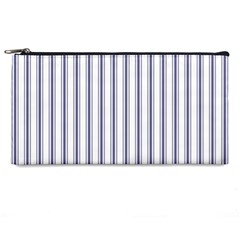 Mattress Ticking Wide Striped Pattern In Usa Flag Blue And White Pencil Cases by PodArtist