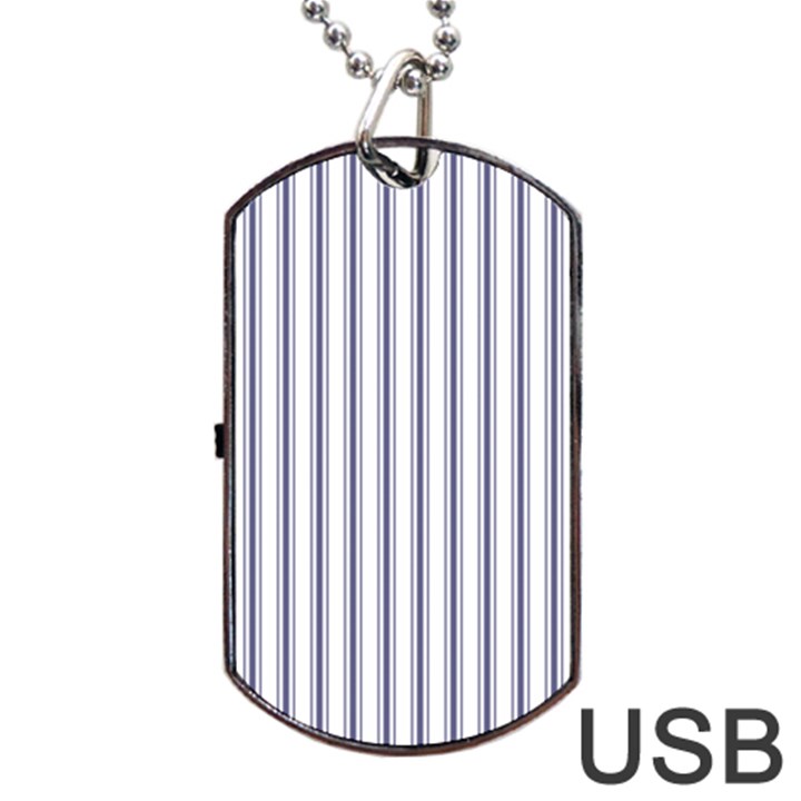 Mattress Ticking Wide Striped Pattern in USA Flag Blue and White Dog Tag USB Flash (Two Sides)