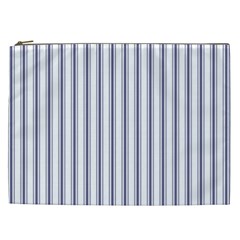 Mattress Ticking Wide Striped Pattern In Usa Flag Blue And White Cosmetic Bag (xxl)  by PodArtist