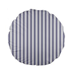 Mattress Ticking Wide Striped Pattern In Usa Flag Blue And White Standard 15  Premium Round Cushions by PodArtist