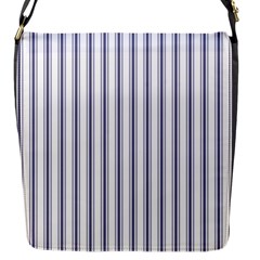 Mattress Ticking Wide Striped Pattern In Usa Flag Blue And White Flap Messenger Bag (s) by PodArtist