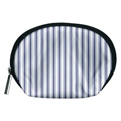 Mattress Ticking Wide Striped Pattern In Usa Flag Blue And White Accessory Pouches (medium)  by PodArtist