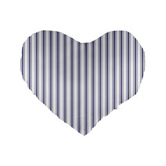 Mattress Ticking Wide Striped Pattern In Usa Flag Blue And White Standard 16  Premium Flano Heart Shape Cushions by PodArtist