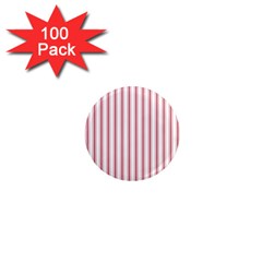 Mattress Ticking Wide Striped Pattern In Usa Flag Red And White 1  Mini Magnets (100 Pack)  by PodArtist