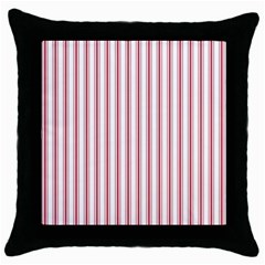 Mattress Ticking Wide Striped Pattern In Usa Flag Red And White Throw Pillow Case (black) by PodArtist